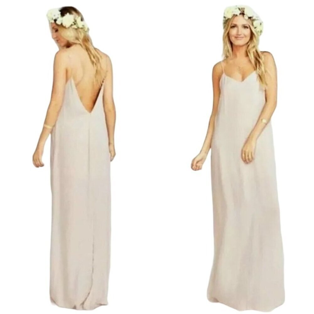 Show Me Your MuMu Dress Sz M Maxi Bridesmaid Champagne Jolie Goddess Silky Satin